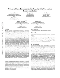 Universal Item Tokenization for Transferable Generative Recommendation