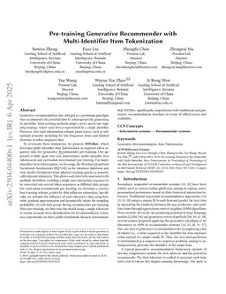 Pre-training Generative Recommender with Multi-Identifier Item Tokenization