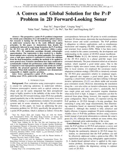 A Convex and Global Solution for the P$n$P Problem in 2D Forward-Looking Sonar