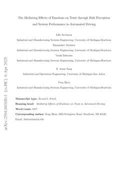 The Mediating Effects of Emotions on Trust through Risk Perception and System Performance in Automated Driving