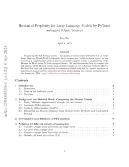 Hessian of Perplexity for Large Language Models by PyTorch autograd (Open Source)
