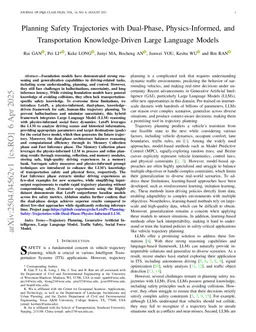 Planning Safety Trajectories with Dual-Phase, Physics-Informed, and Transportation Knowledge-Driven Large Language Models