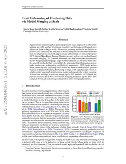 Exact Unlearning of Finetuning Data via Model Merging at Scale