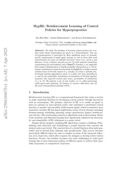 HypRL: Reinforcement Learning of Control Policies for Hyperproperties