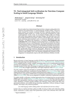T1: Tool-integrated Self-verification for Test-time Compute Scaling in Small Language Models