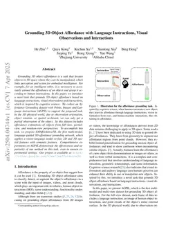 Grounding 3D Object Affordance with Language Instructions, Visual Observations and Interactions