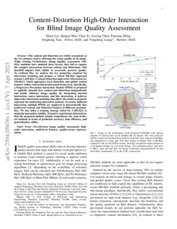 Content-Distortion High-Order Interaction for Blind Image Quality Assessment