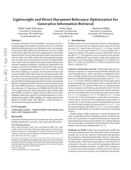Lightweight and Direct Document Relevance Optimization for Generative Information Retrieval