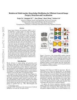 Reinforced Multi-teacher Knowledge Distillation for Efficient General Image Forgery Detection and Localization