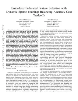 Embedded Federated Feature Selection with Dynamic Sparse Training: Balancing Accuracy-Cost Tradeoffs