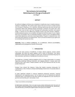 Not someone, but something: Rethinking trust in the age of medical AI