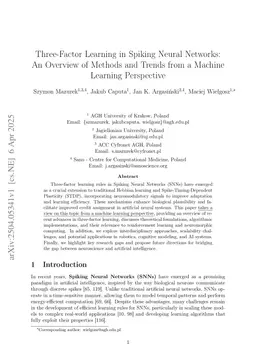 Three-Factor Learning in Spiking Neural Networks: An Overview of Methods and Trends from a Machine Learning Perspective