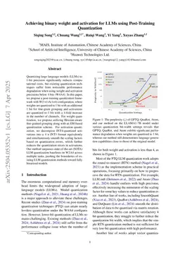 Achieving binary weight and activation for LLMs using Post-Training Quantization