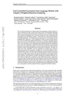 Fast Controlled Generation from Language Models with Adaptive Weighted Rejection Sampling