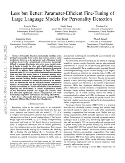 Less but Better: Parameter-Efficient Fine-Tuning of Large Language Models for Personality Detection