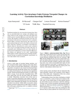 Learning Activity View-invariance Under Extreme Viewpoint Changes via Curriculum Knowledge Distillation