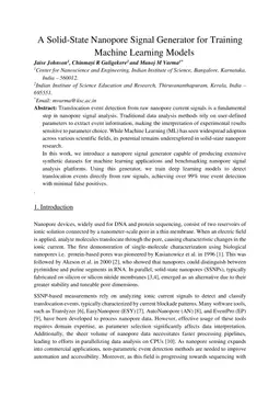 A Solid-State Nanopore Signal Generator for Training Machine Learning Models