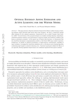 Optimal Bayesian Affine Estimator and Active Learning for the Wiener Model