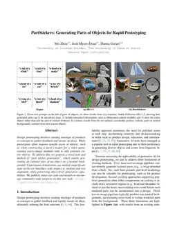 PartStickers: Generating Parts of Objects for Rapid Prototyping