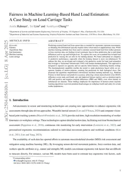 Fairness in Machine Learning-based Hand Load Estimation: A Case Study on Load Carriage Tasks