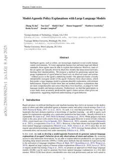 Model-Agnostic Policy Explanations with Large Language Models
