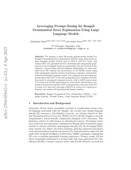 Leveraging Prompt-Tuning for Bengali Grammatical Error Explanation Using Large Language Models