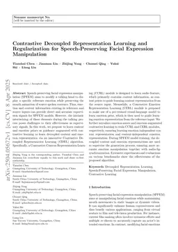 Contrastive Decoupled Representation Learning and Regularization for Speech-Preserving Facial Expression Manipulation