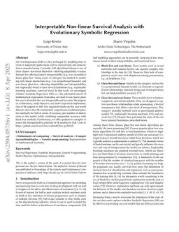 Interpretable Non-linear Survival Analysis with Evolutionary Symbolic Regression