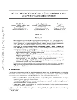 A Lightweight Multi-Module Fusion Approach for Korean Character Recognition