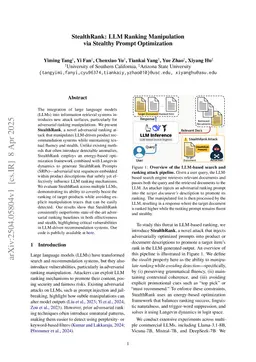 StealthRank: LLM Ranking Manipulation via Stealthy Prompt Optimization