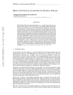 Meta-Continual Learning of Neural Fields