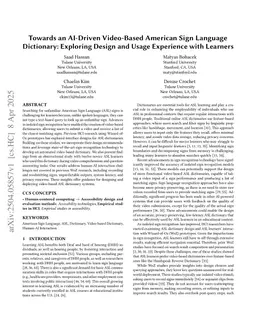 Towards an AI-Driven Video-Based American Sign Language Dictionary: Exploring Design and Usage Experience with Learners