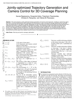 Jointly-optimized Trajectory Generation and Camera Control for 3D Coverage Planning