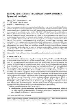 Security Vulnerabilities in Ethereum Smart Contracts: A Systematic Analysis