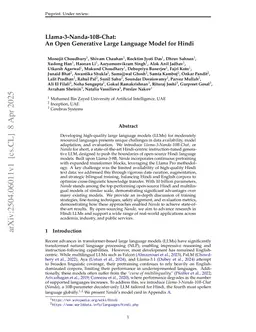 Llama-3-Nanda-10B-Chat: An Open Generative Large Language Model for Hindi