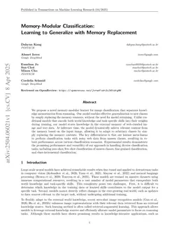 Memory-Modular Classification: Learning to Generalize with Memory Replacement