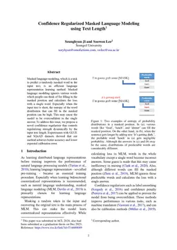 Confidence Regularized Masked Language Modeling using Text Length