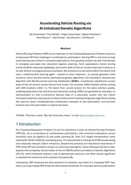 Accelerating Vehicle Routing via AI-Initialized Genetic Algorithms