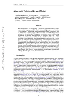 Adversarial Training of Reward Models