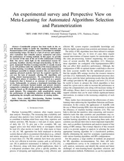 An experimental survey and Perspective View on Meta-Learning for Automated Algorithms Selection and Parametrization