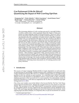 Can Performant LLMs Be Ethical? Quantifying the Impact of Web Crawling Opt-Outs