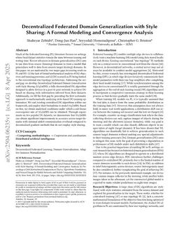 Decentralized Domain Generalization with Style Sharing: Formal Model and Convergence Analysis