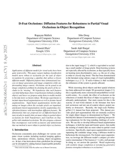 D-Feat Occlusions: Diffusion Features for Robustness to Partial Visual Occlusions in Object Recognition