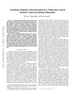 Classifying Subjective Time Perception in a Multi-robot Control Scenario Using Eye-tracking Information