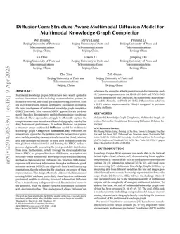 DiffusionCom: Structure-Aware Multimodal Diffusion Model for Multimodal Knowledge Graph Completion