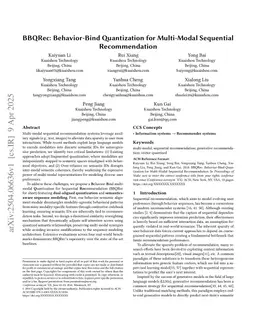 BBQRec: Behavior-Bind Quantization for Multi-Modal Sequential Recommendation