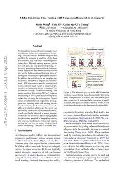 SEE: Continual Fine-tuning with Sequential Ensemble of Experts