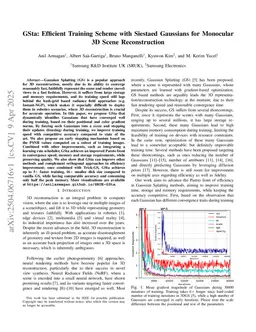 GSta: Efficient Training Scheme with Siestaed Gaussians for Monocular 3D Scene Reconstruction