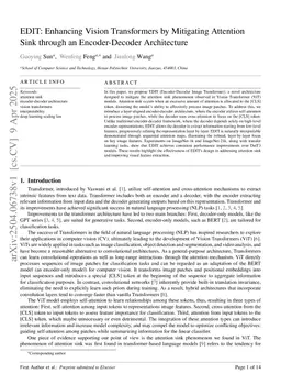 EDIT: Enhancing Vision Transformers by Mitigating Attention Sink through an Encoder-Decoder Architecture