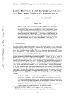 Latent Diffusion U-Net Representations Contain Positional Embeddings and Anomalies
